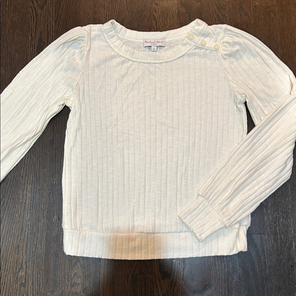 Michael Stars Women's wide rib long sleeve ivory cream top Size XS